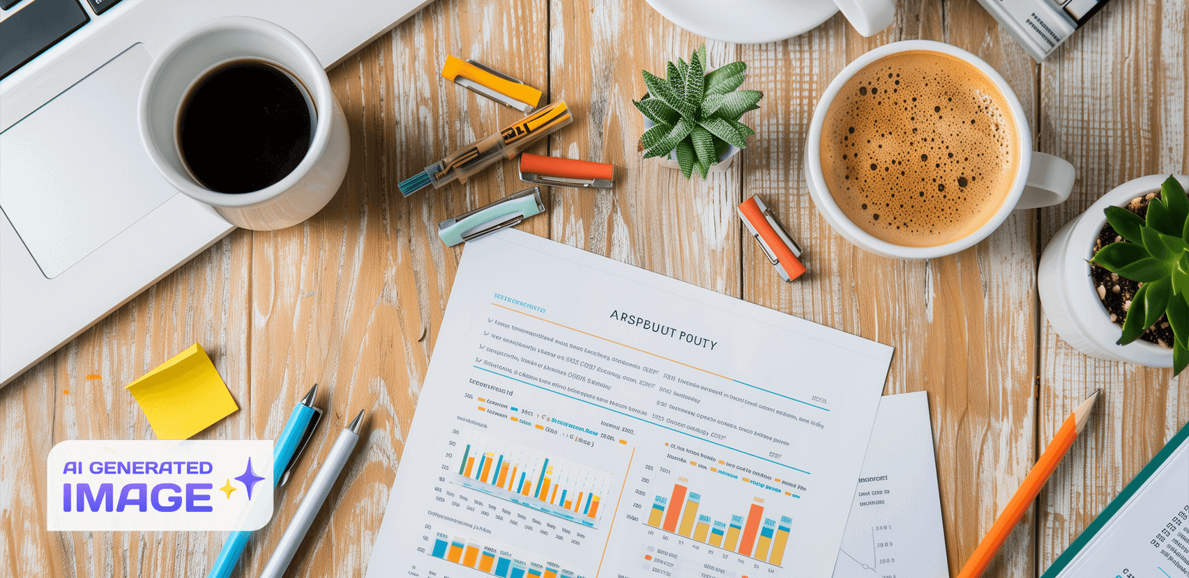 Illustration of a business plan document with graphs and charts, representing startup strategy and planning.